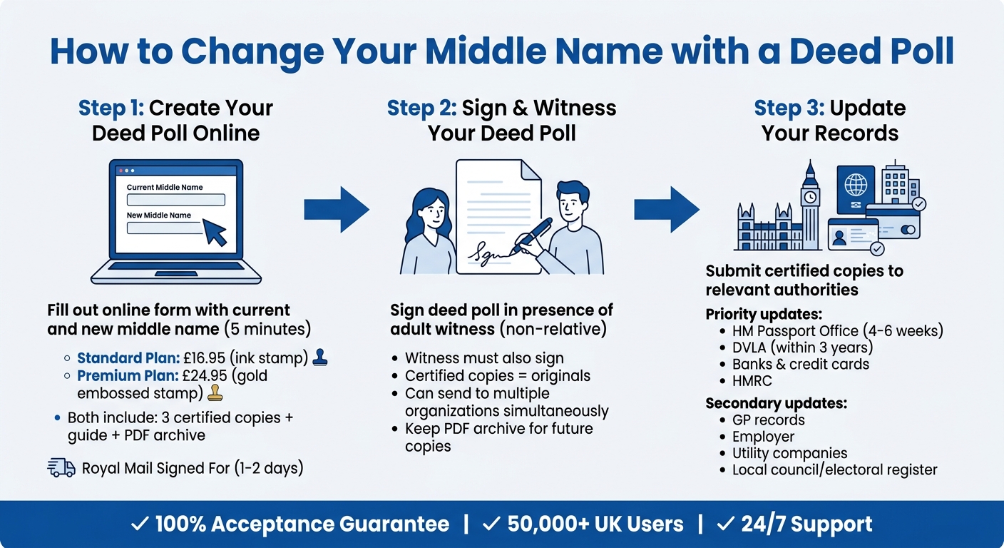 3-Step Process to Change Your Middle Name with a Deed Poll in the UK