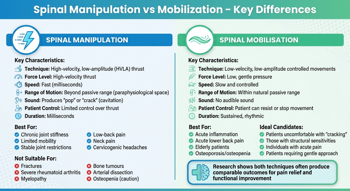 Spinal Manipulation vs Mobilization Comparison Chart