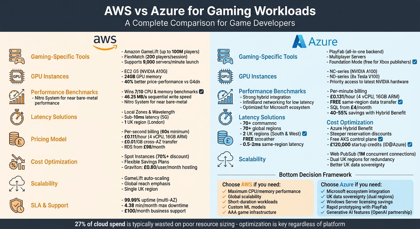 AWS vs Azure Gaming Workloads Comparison: Features, Pricing, and Performance
