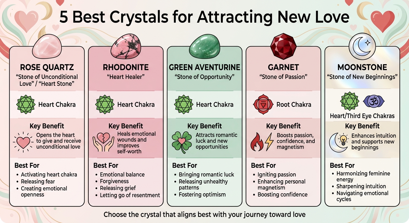5 Best Crystals for Attracting New Love: Properties and Benefits Comparison