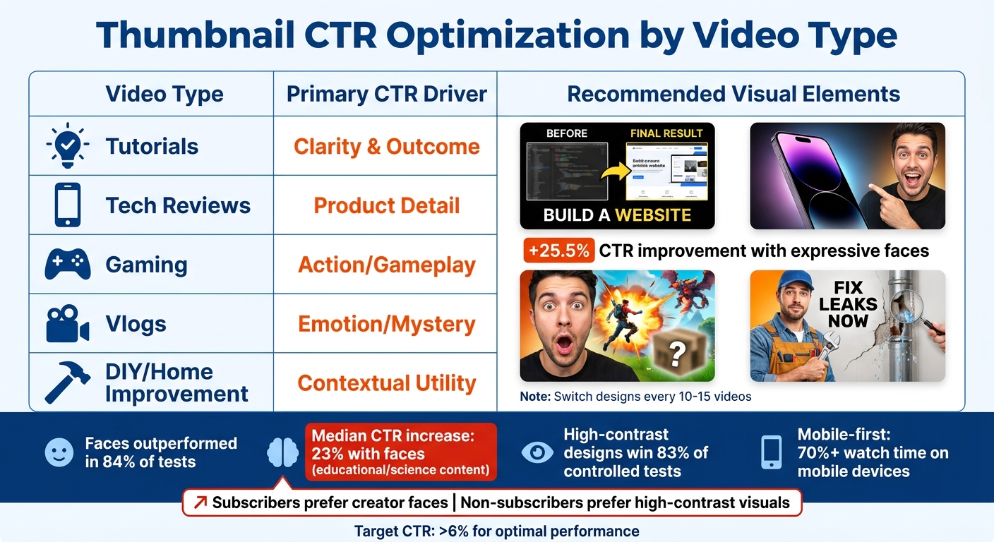 Thumbnail CTR Optimization Guide by Video Type