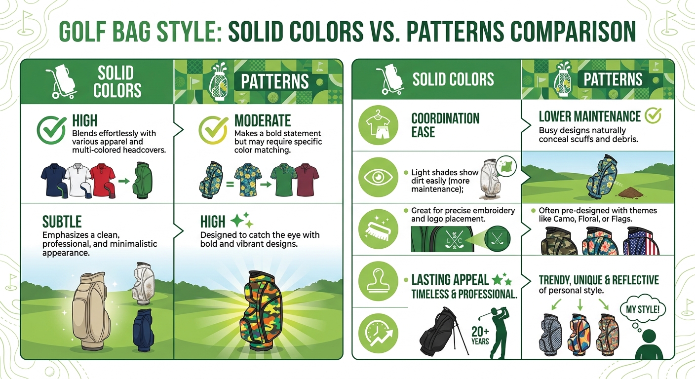 Solid Colors vs Patterns Golf Bags Comparison Chart