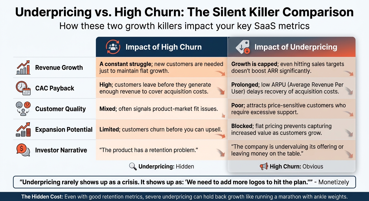 Underpricing vs High Churn Impact on SaaS Metrics