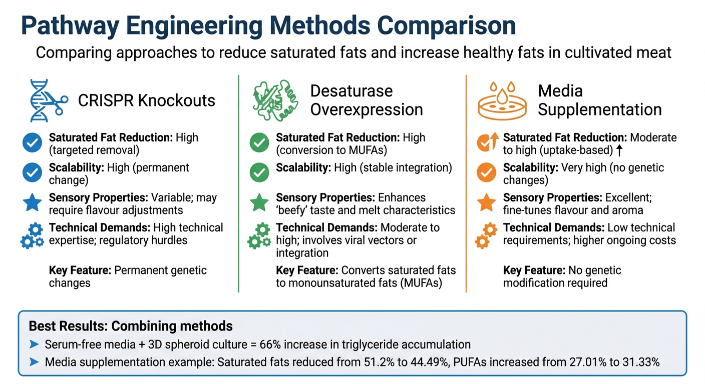 Pathway Engineering Methods for Healthier Fat Profiles in Cultivated Meat