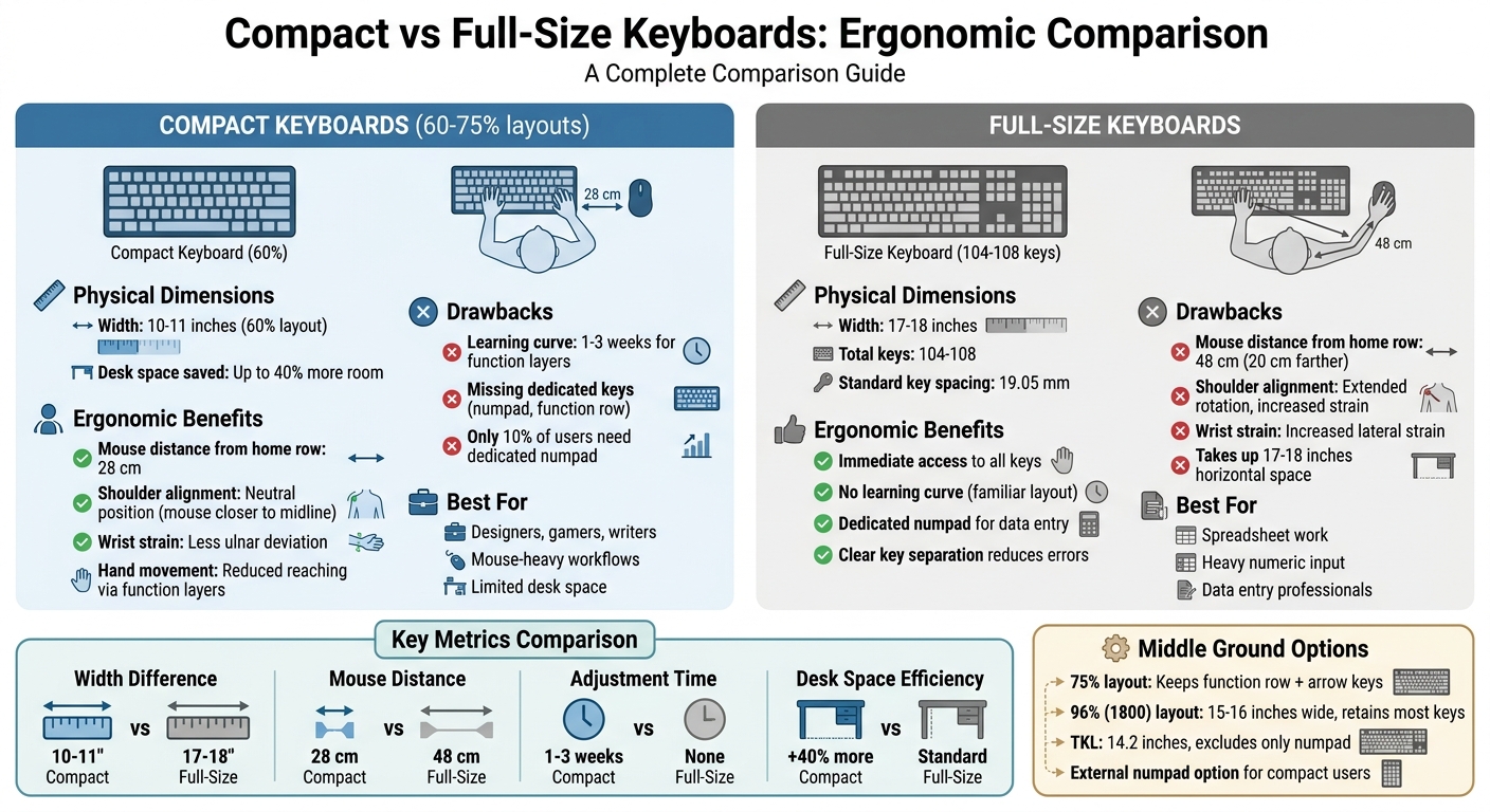 Compact vs Full-Size Keyboards: Ergonomic Comparison Chart