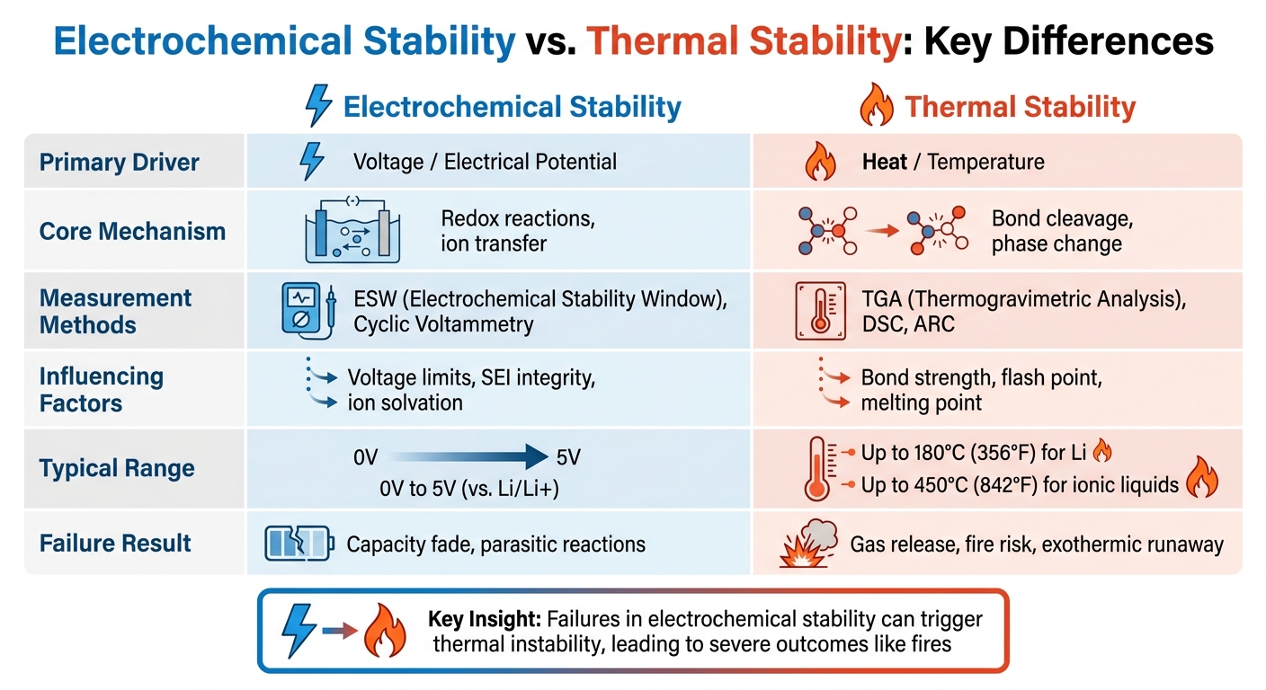Electrochemical vs Thermal Stability: Key Differences Comparison Chart