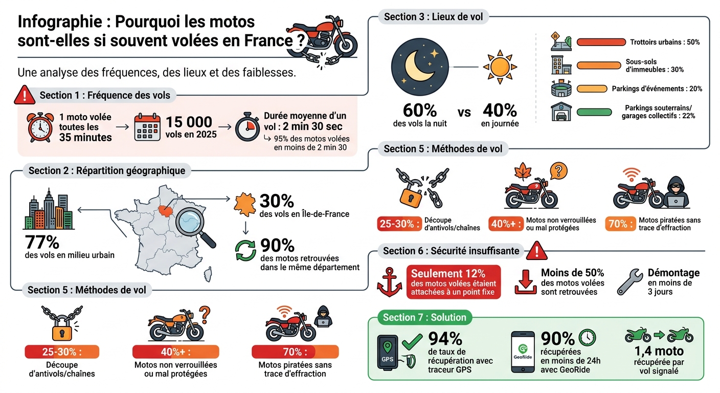 Statistiques vol de motos en France : chiffres clés et zones à risque
