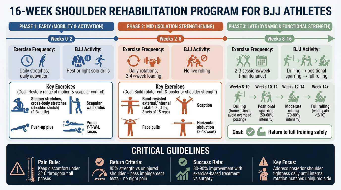 16-Week BJJ Shoulder Rehab Program: Phases, Timeline and Training Progression
