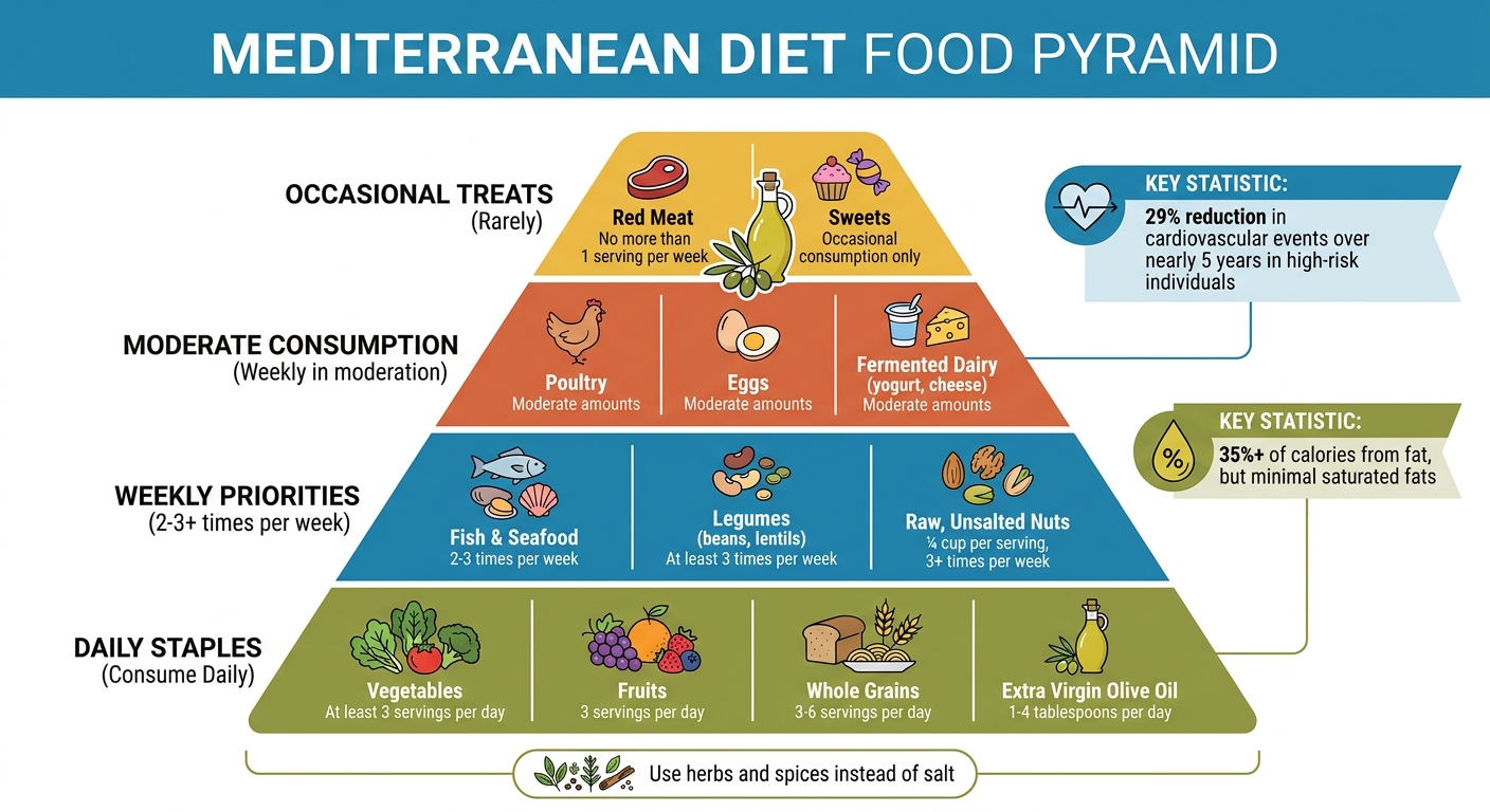 Mediterranean Diet Food Pyramid: Daily, Weekly, and Occasional Foods for Heart Health