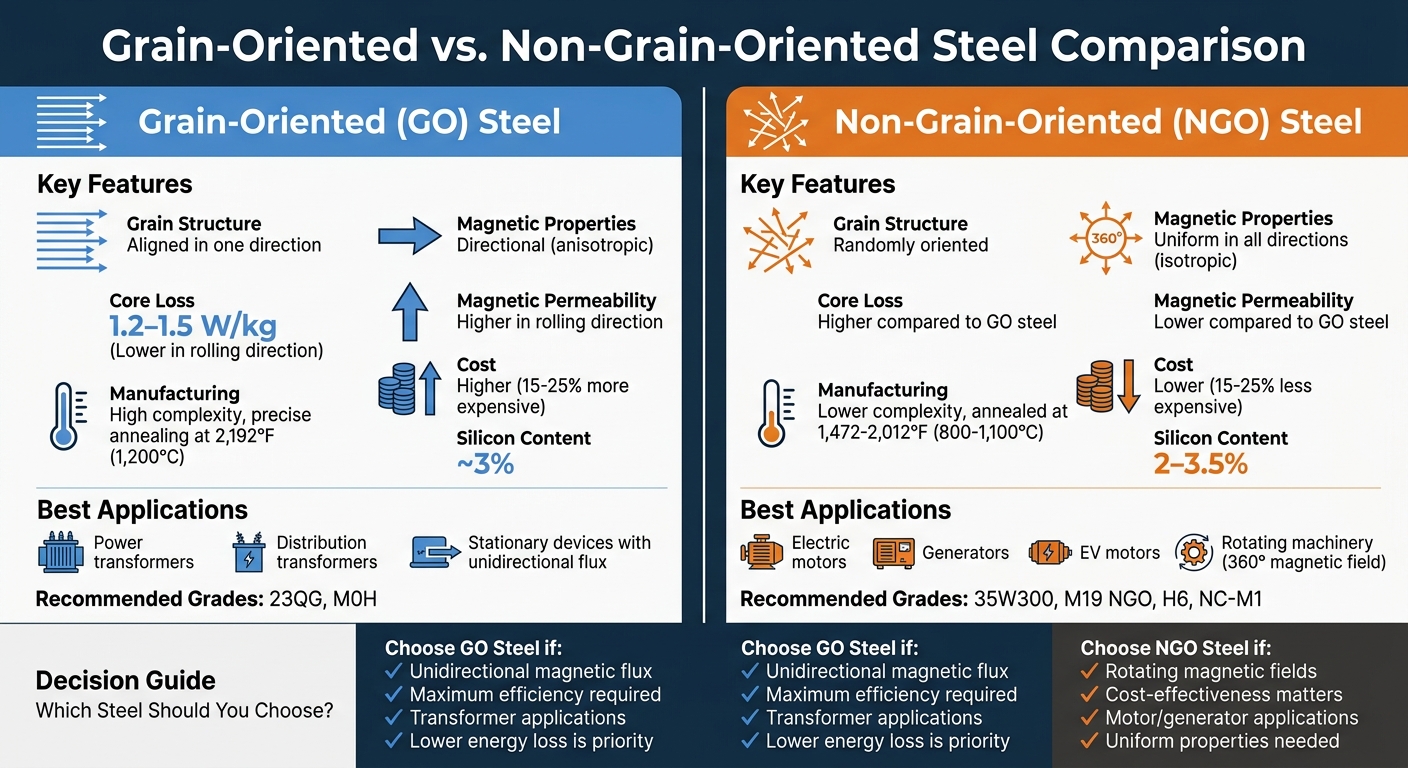 Grain-Oriented vs Non-Grain-Oriented Steel Comparison Chart