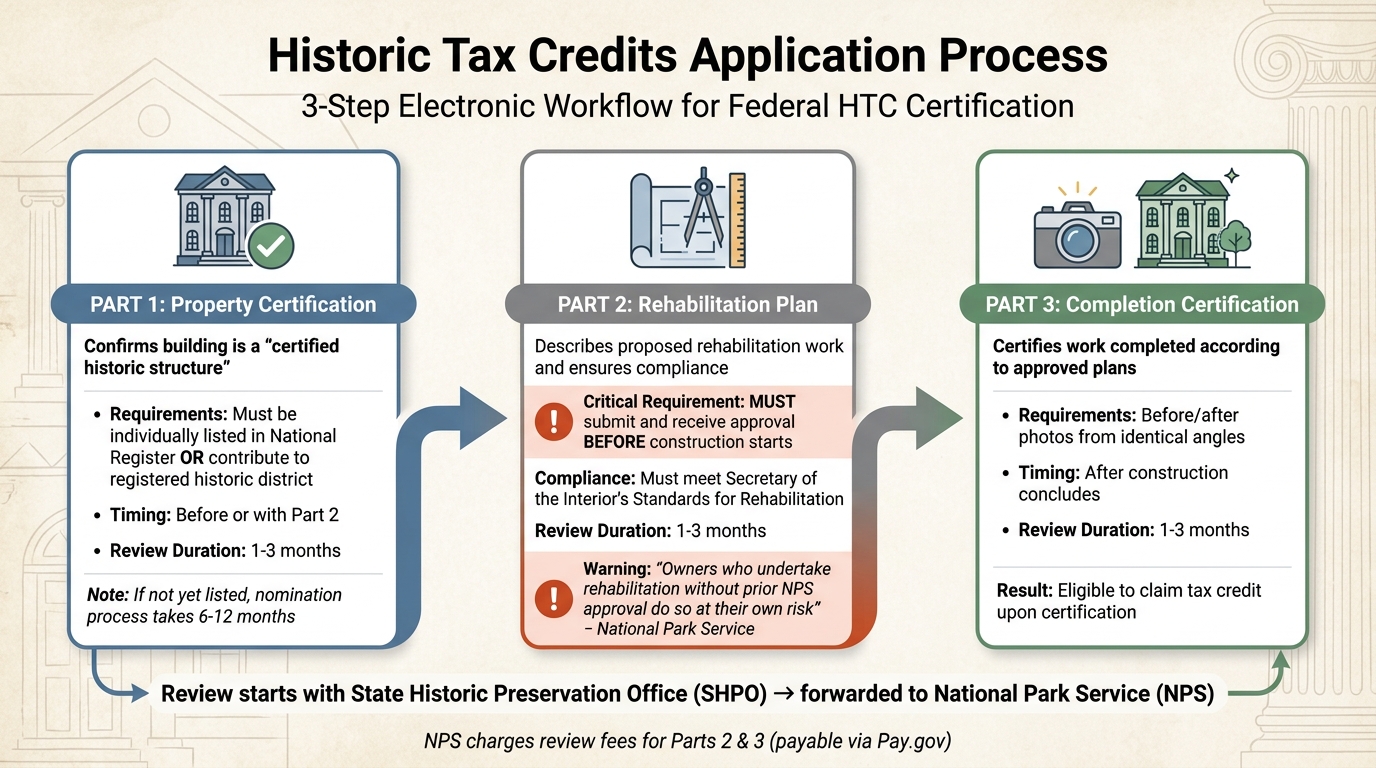Historic Tax Credits 3-Part Application Process Timeline
