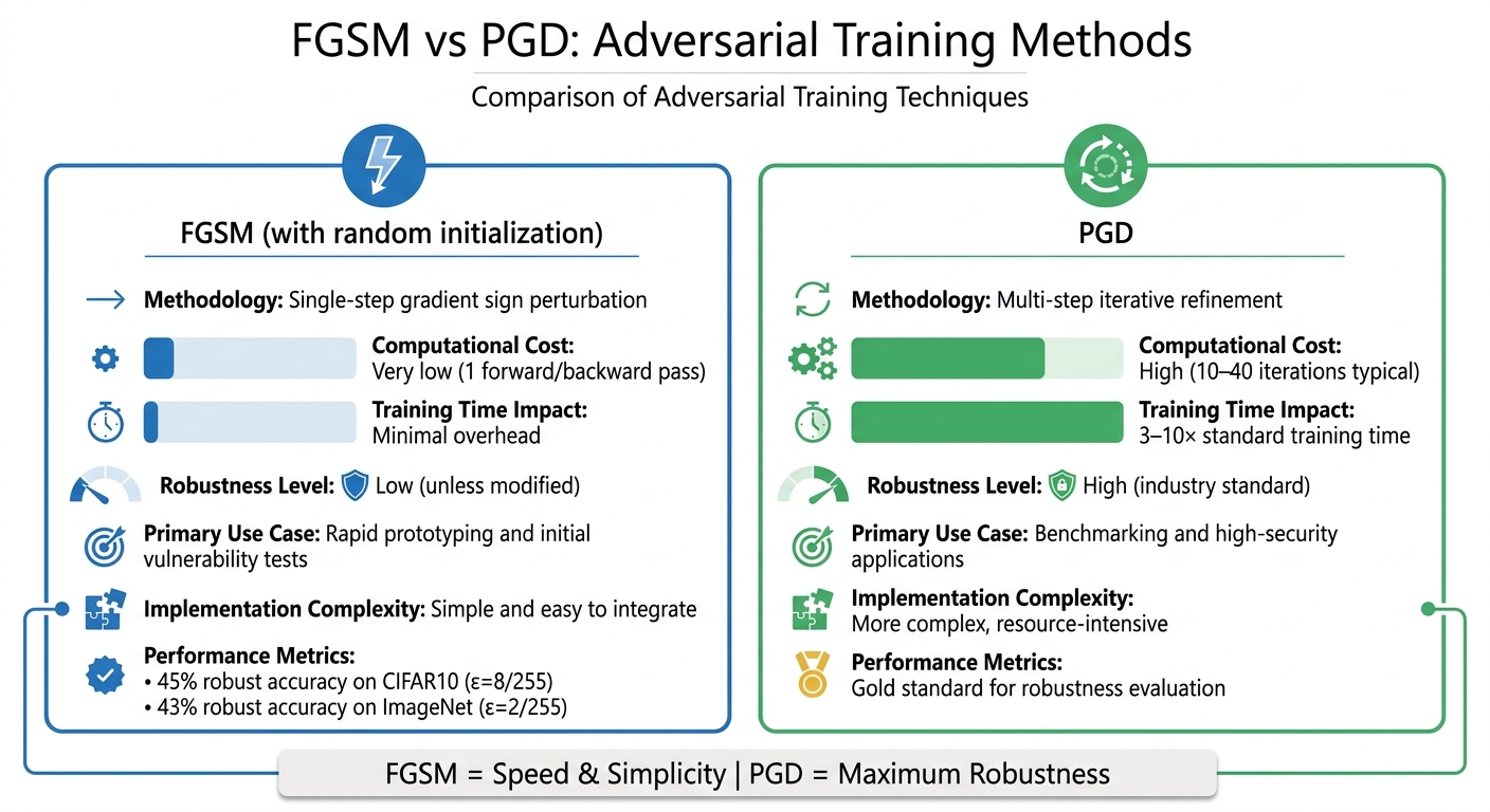 FGSM vs PGD Adversarial Training Methods Comparison
