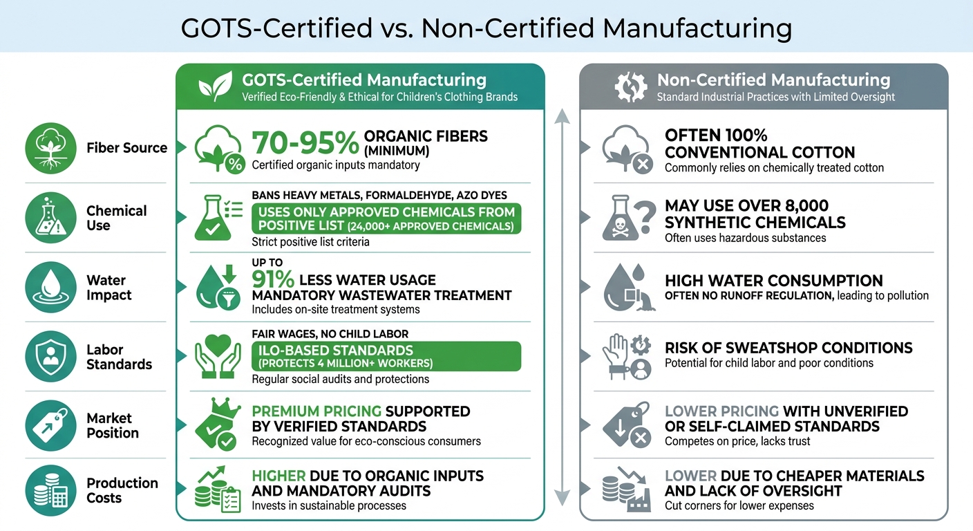 GOTS Certified vs Non-Certified Manufacturing Comparison for Children's Clothing