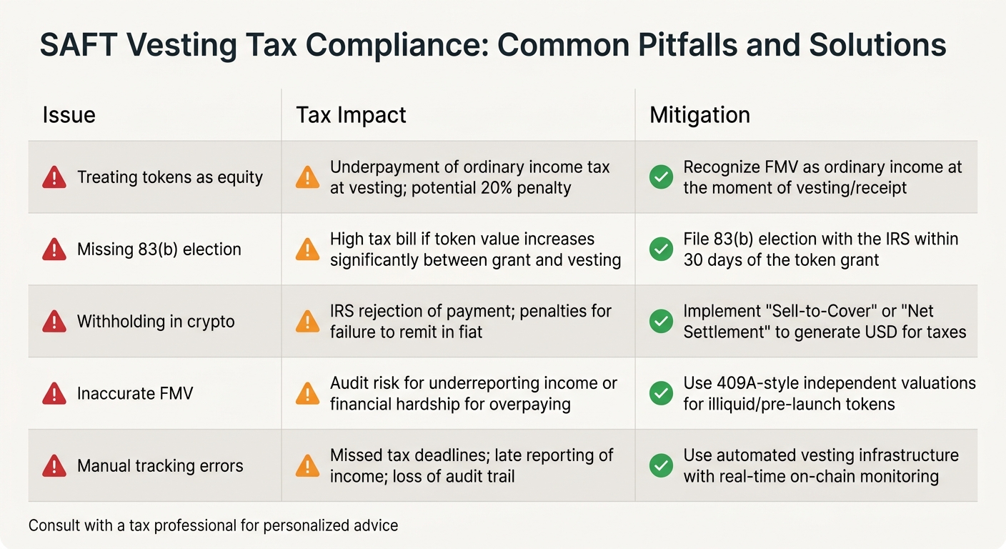 SAFT Vesting Tax Compliance: Common Pitfalls and Solutions