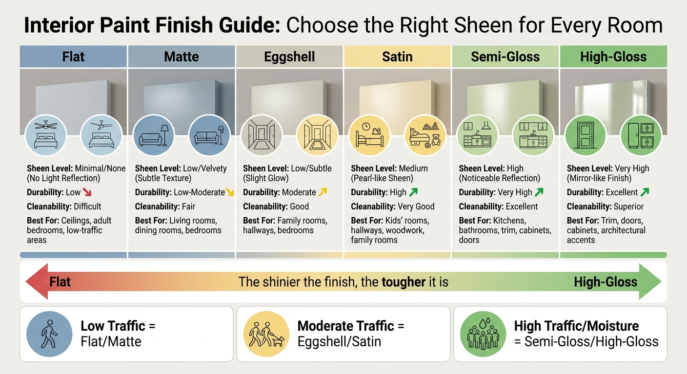 Interior Paint Finish Comparison Guide: Sheen, Durability, and Best Room Uses