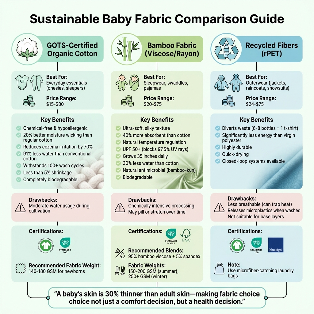 Comparison of Sustainable Baby Fabric Options: Organic Cotton vs Bamboo vs Recycled Fibers