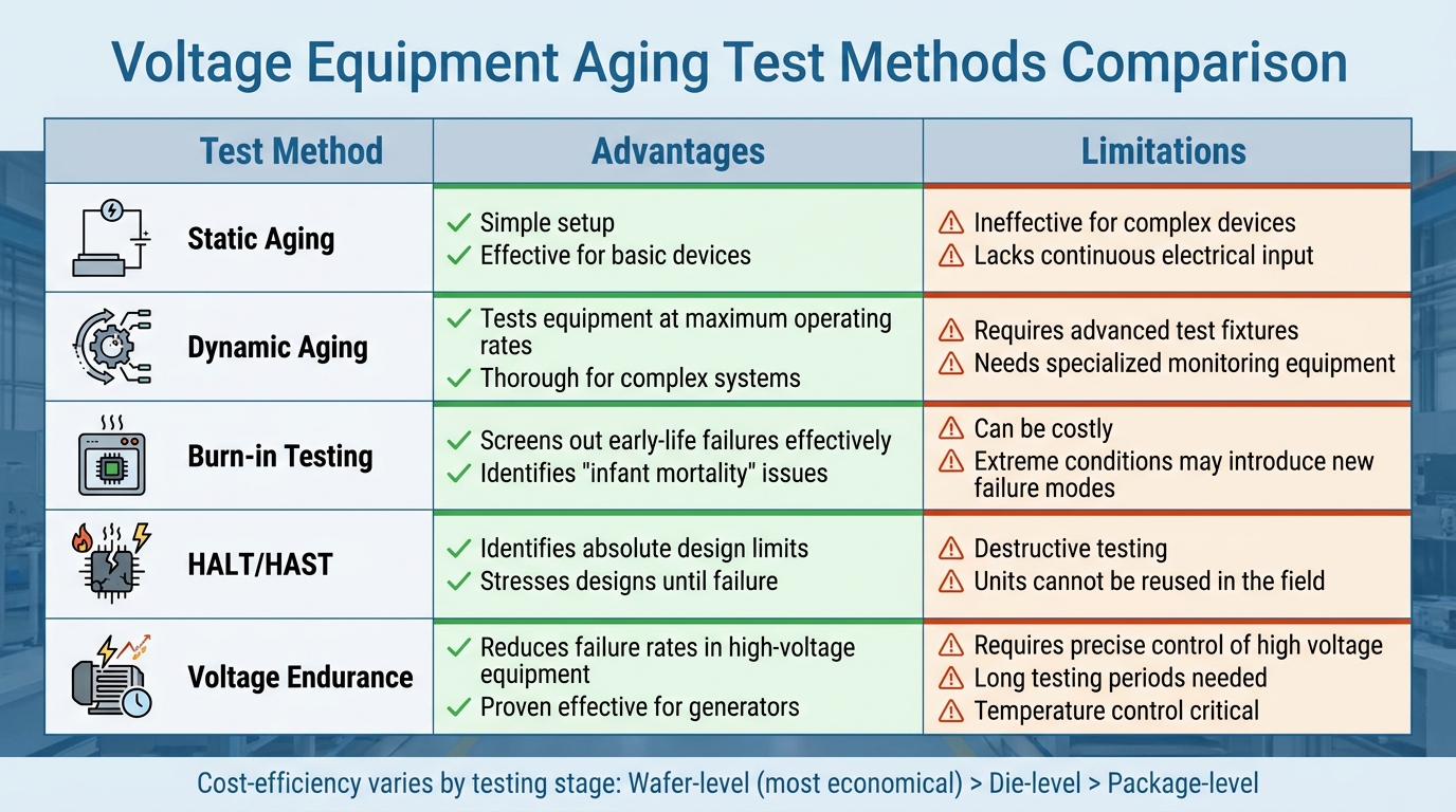 Comparison of Voltage Equipment Aging Test Methods: Advantages and Limitations