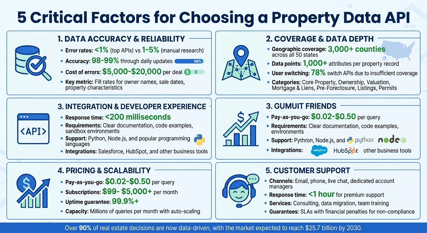 Property Data API Selection Criteria: 5 Key Factors to Evaluate