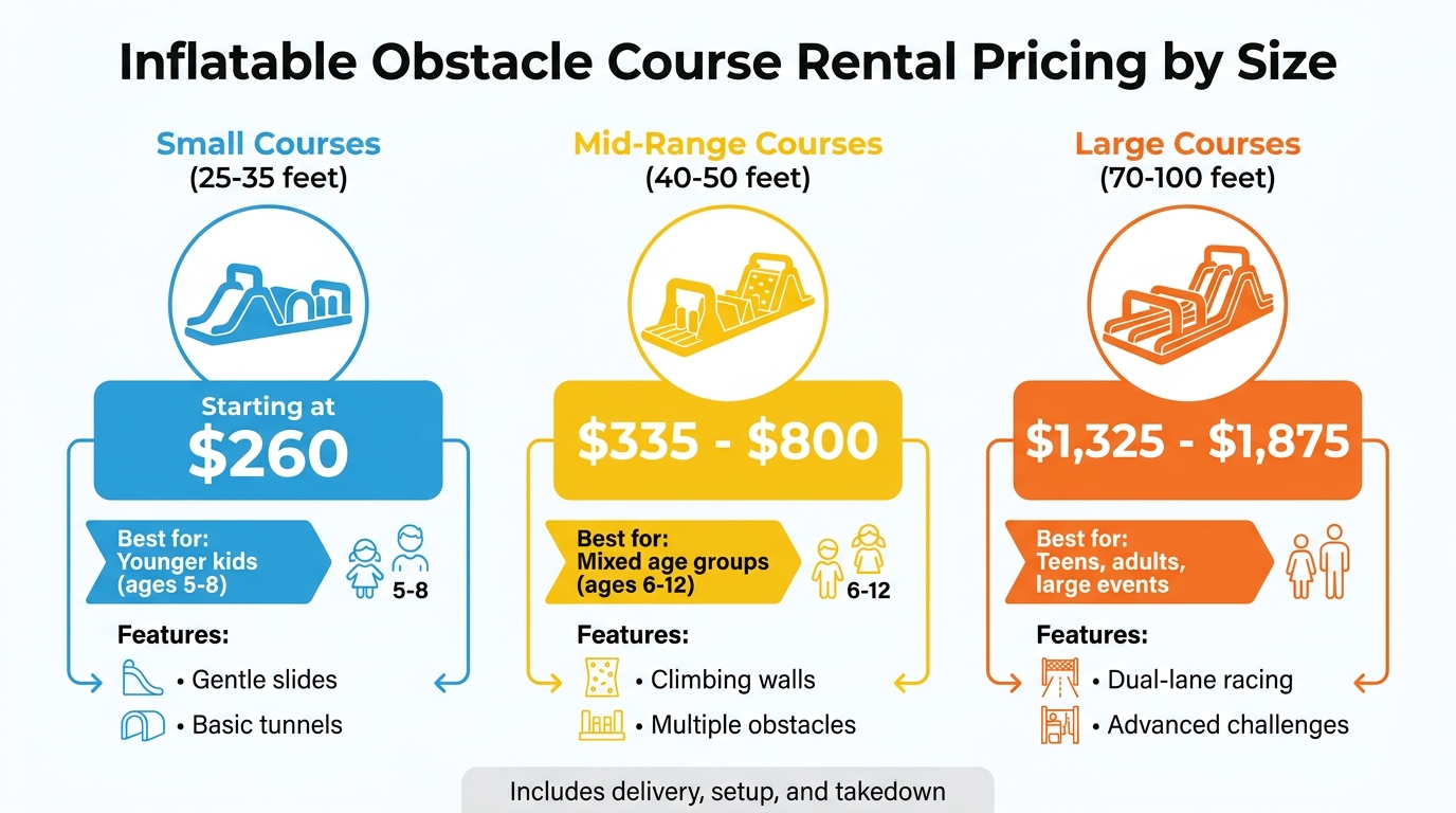 Inflatable Obstacle Course Rental Pricing Guide by Size