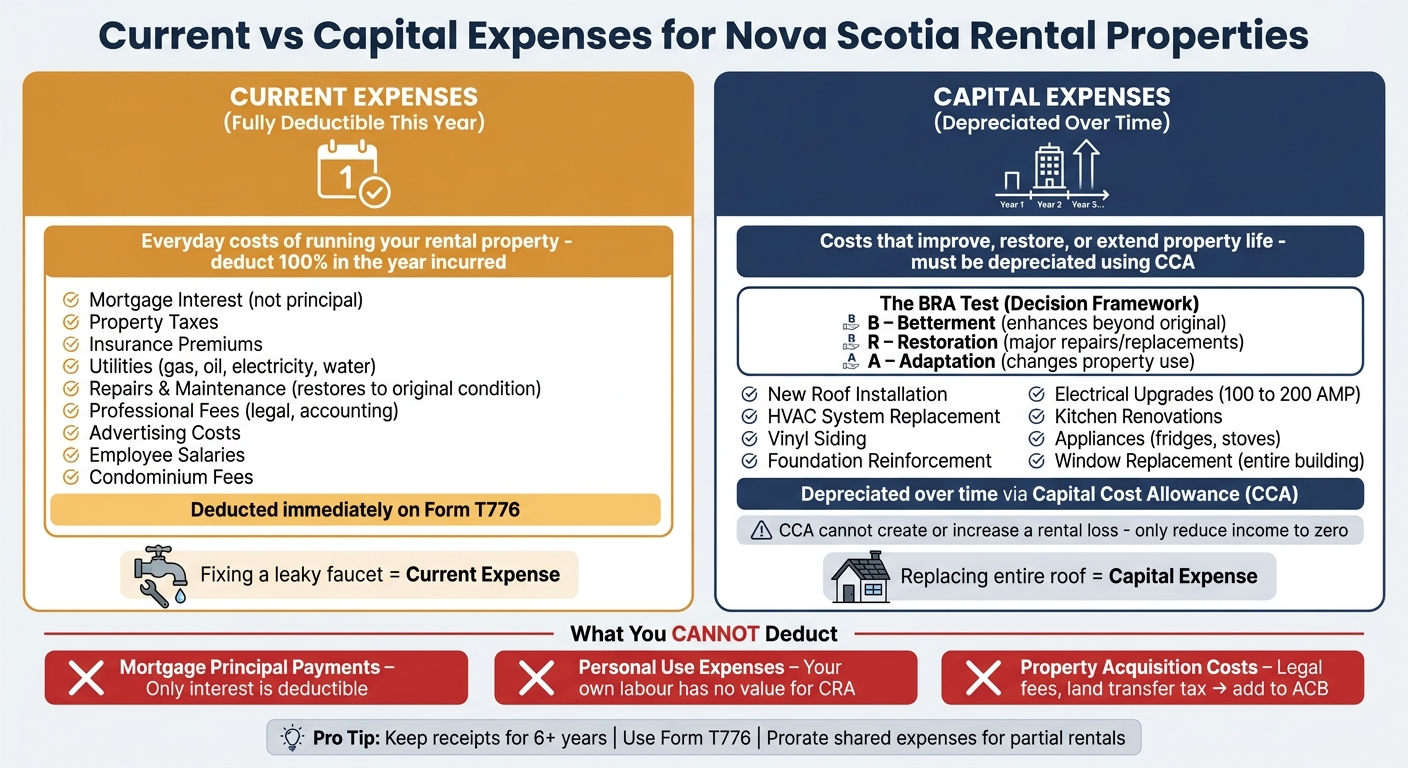 Current vs Capital Expenses for Nova Scotia Rental Properties