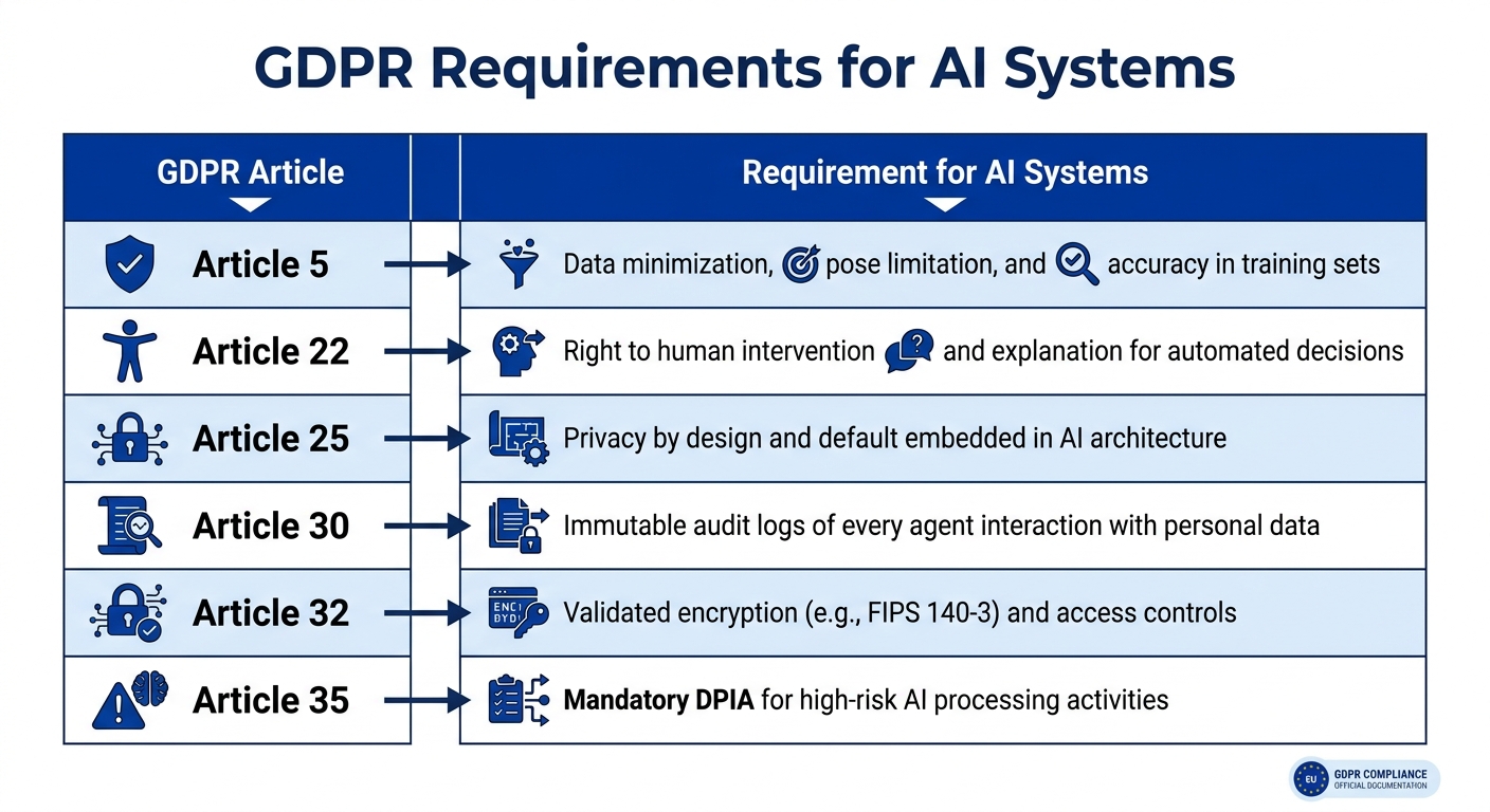 GDPR Articles and AI System Requirements for Compliance