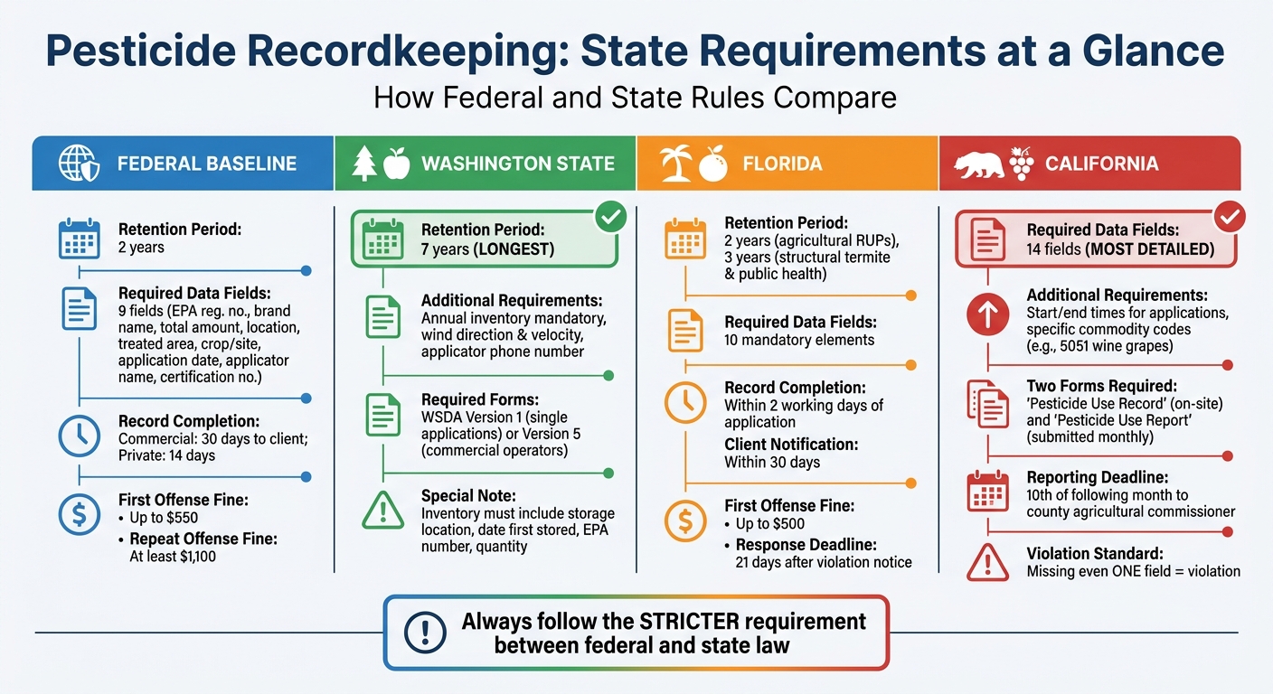 State-by-State Pesticide Recordkeeping Requirements Comparison