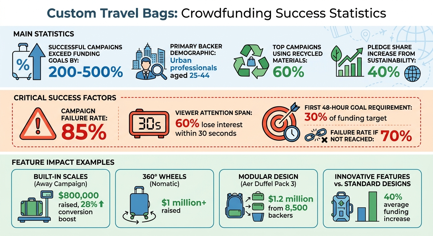 Crowdfunding Success Statistics for Custom Travel Bags