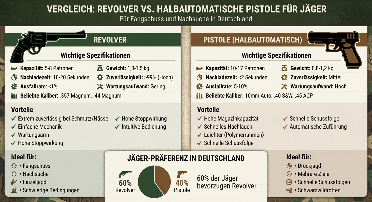 Revolver vs Pistole Vergleich für Jäger: Technische Daten und Eigenschaften