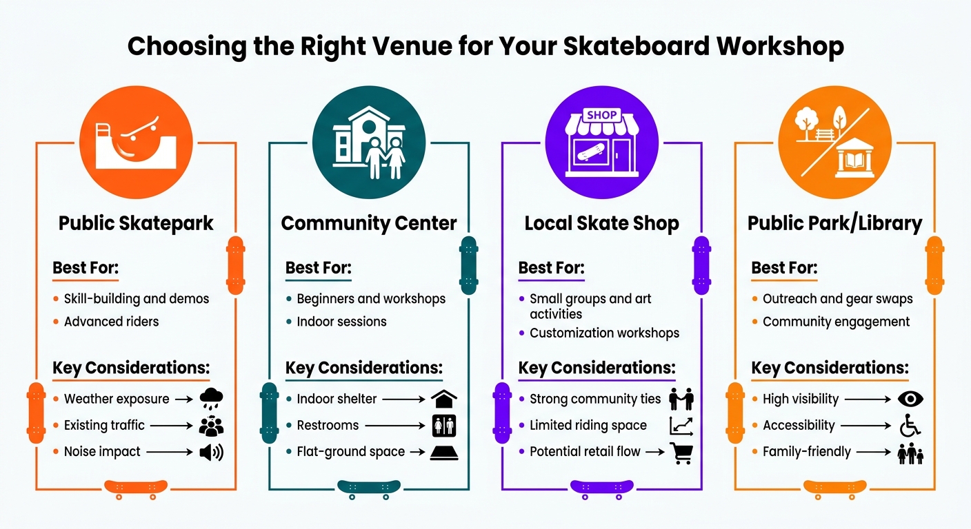 Skateboard Workshop Venue Comparison Guide
