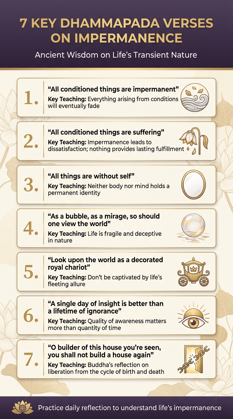 7 Key Dhammapada Verses on Impermanence and Their Meanings