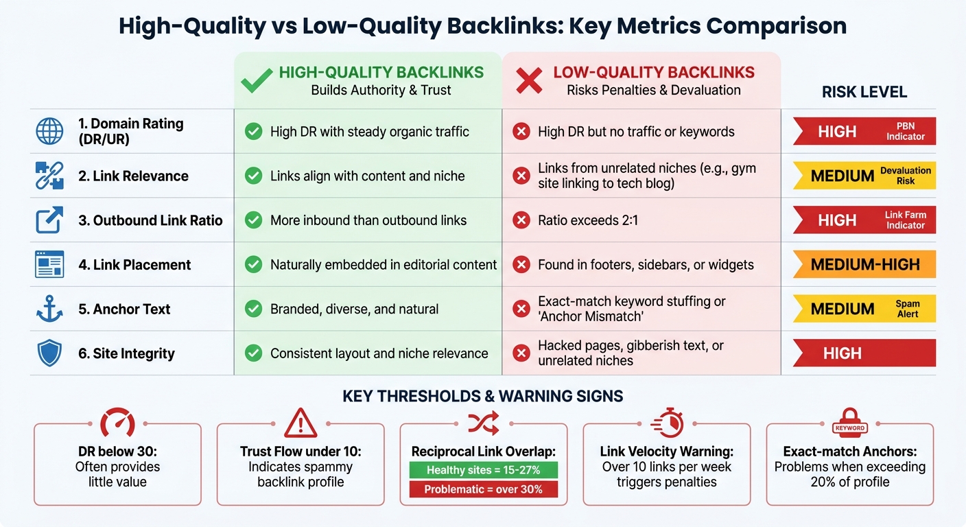 High-Quality vs Low-Quality Backlinks: Key Metrics Comparison