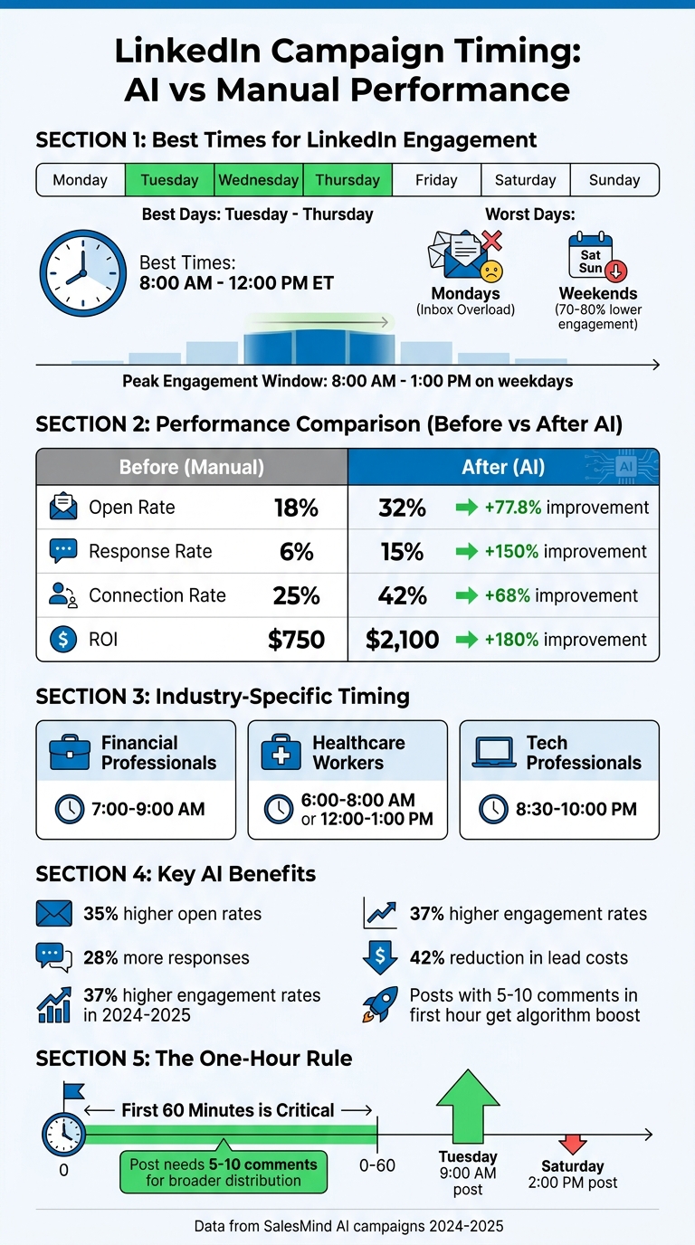 LinkedIn Campaign Timing Statistics: Best Days, Times, and AI Performance Metrics