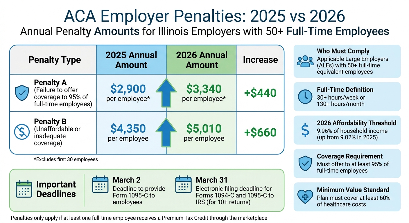ACA Employer Penalties 2025 vs 2026 Comparison for Illinois Businesses
