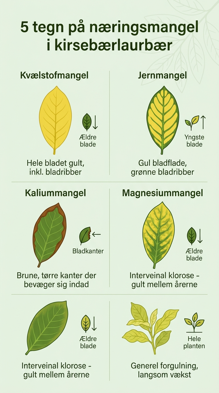 5 tegn på næringsmangel i kirsebærlaurbær - visuel guide