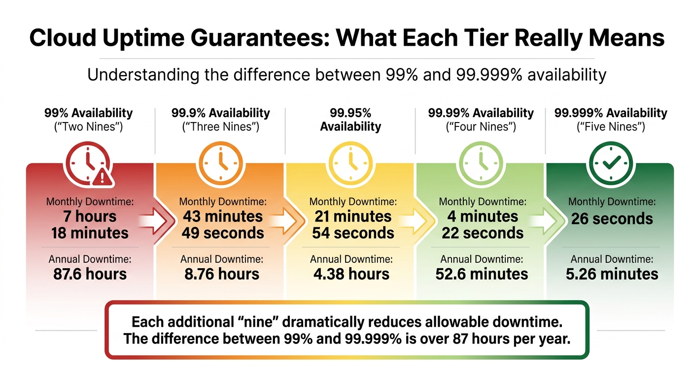 Cloud Service Uptime Guarantees: Downtime Allowances by Availability Tier