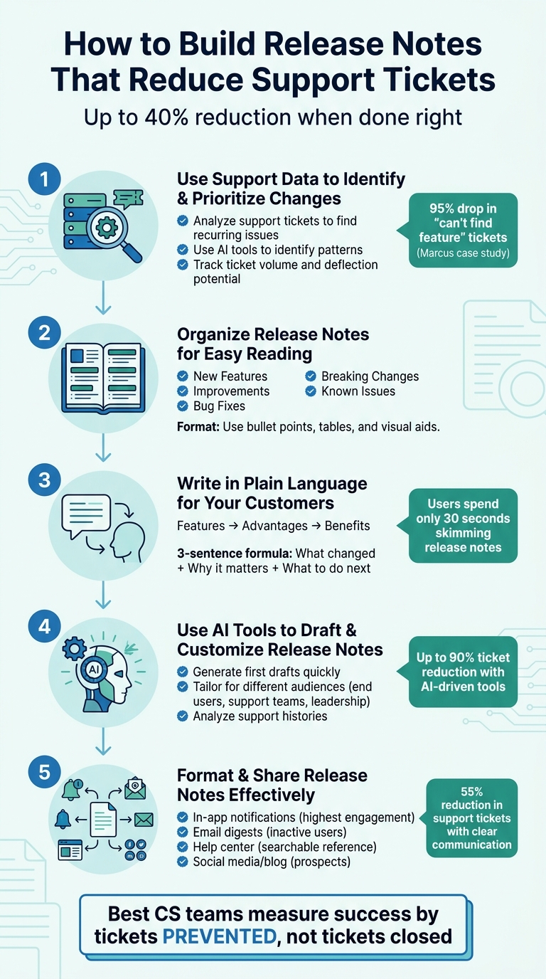 5-Step Process to Build Release Notes That Reduce Support Tickets by 40%