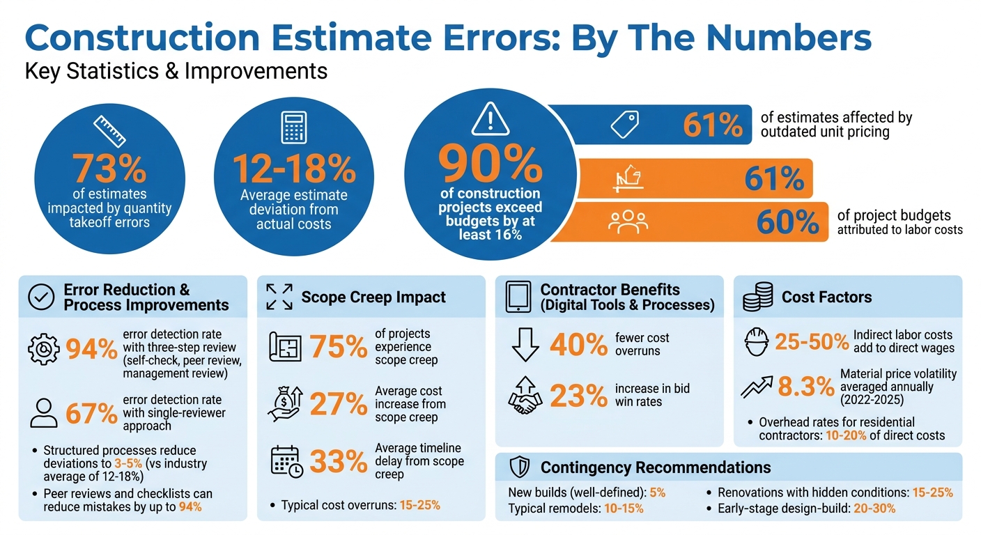 Construction Estimate Error Statistics and Impact Data