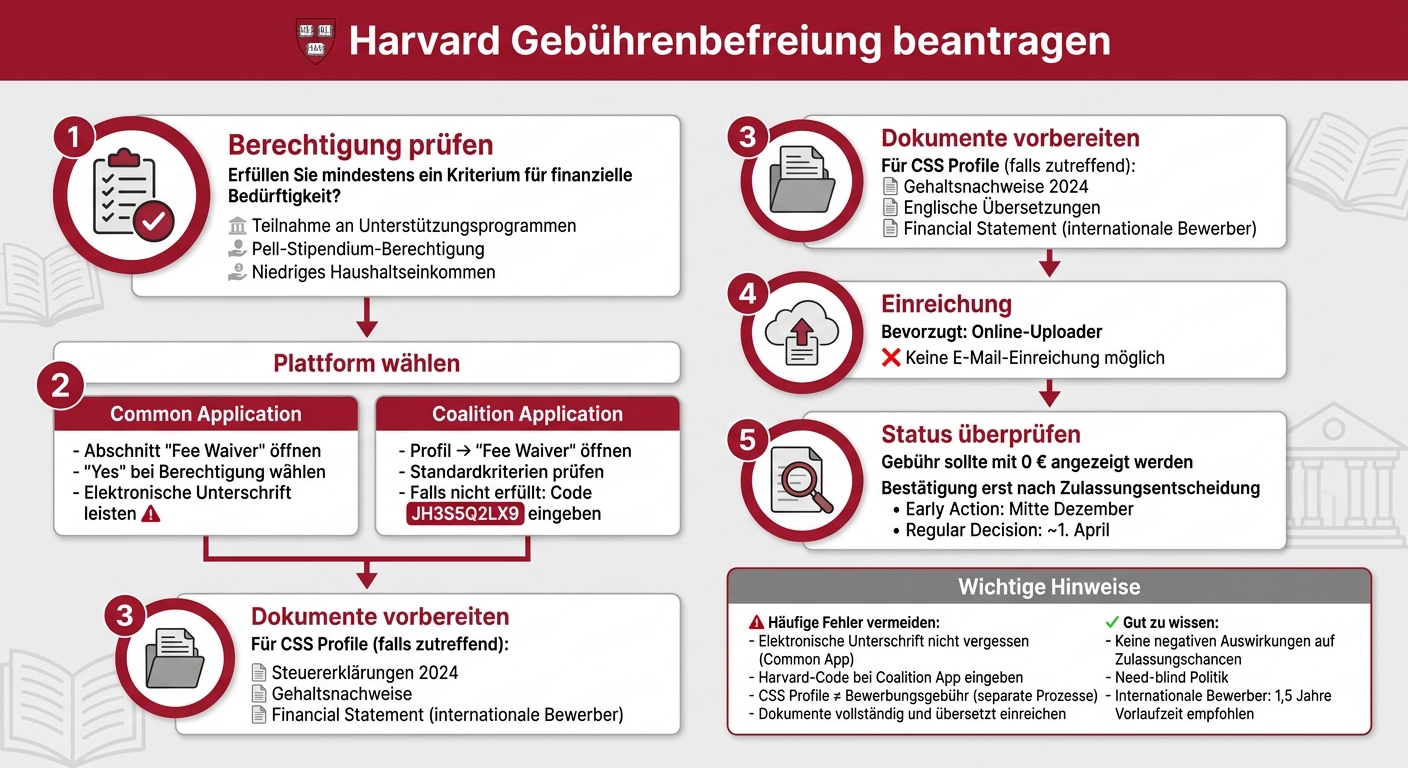 Harvard Gebührenbefreiung Antragsprozess: Schritt-für-Schritt Anleitung
