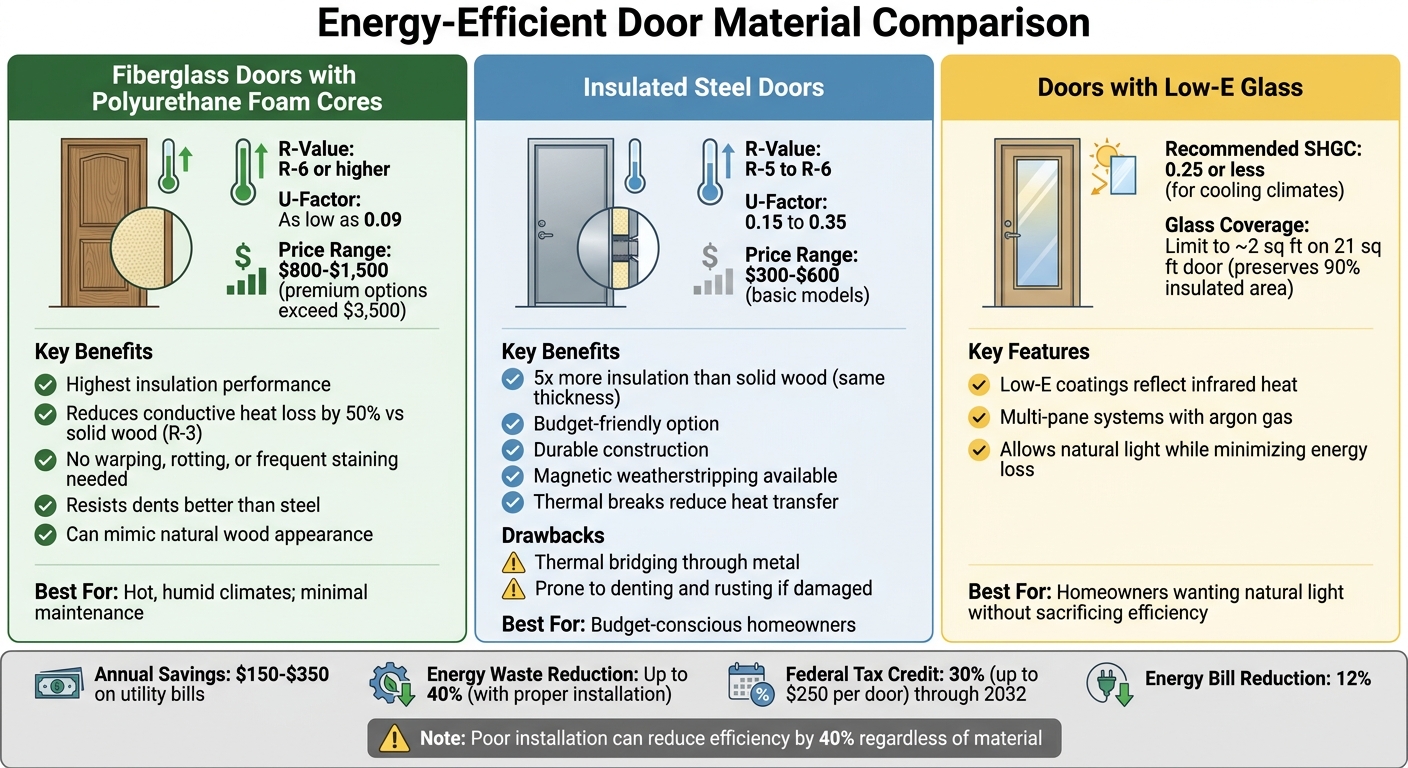Energy-Efficient Door Materials Comparison: R-Values, Costs, and Performance