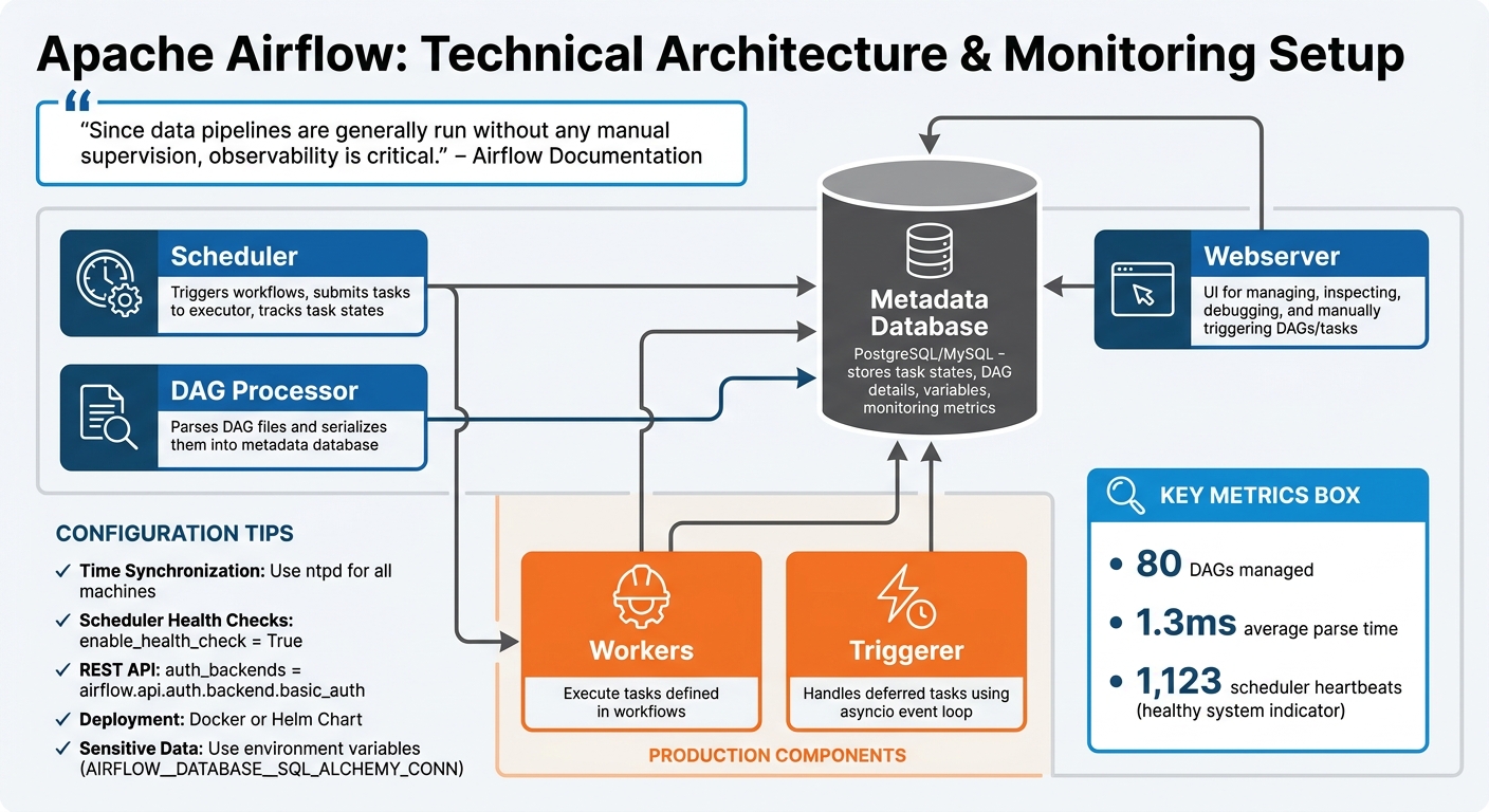 Apache Airflow Architecture Components and Monitoring Setup