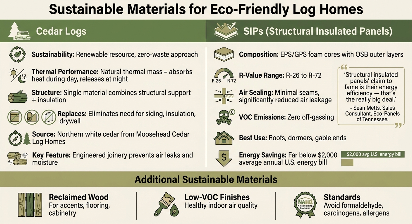 Eco-Friendly Log Home Materials Comparison: Cedar Logs vs SIPs Energy Efficiency