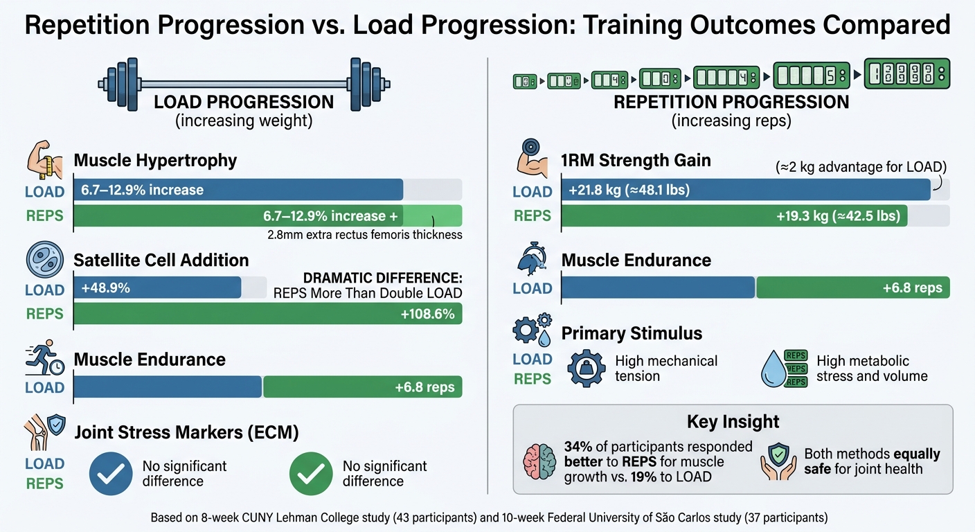 Repetition vs Load Progression: Muscle Growth and Strength Gains Comparison