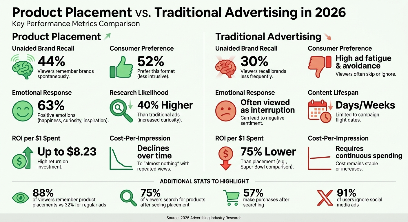 Product Placement vs Traditional Advertising: 2026 Performance Metrics Comparison