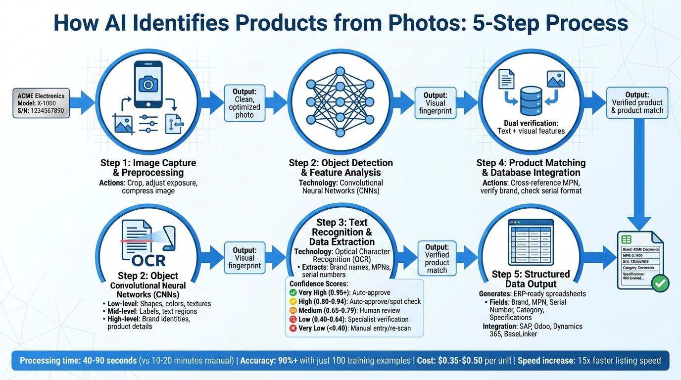 5-Step AI Product Identification Process from Photo to Inventory Data