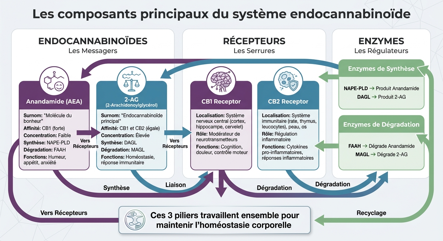 Composants et fonctionnement du système endocannabinoïde