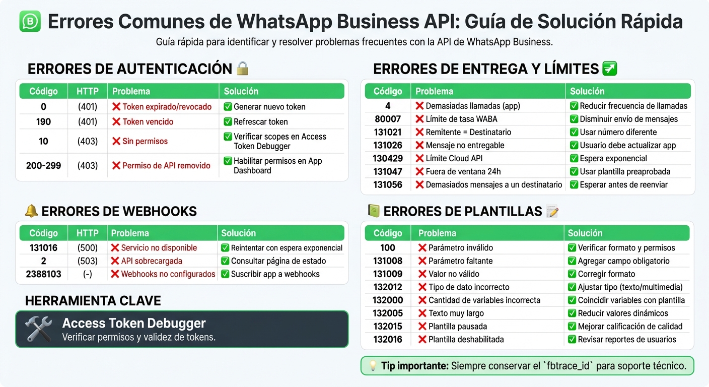 Códigos de error comunes de WhatsApp Business API y sus soluciones