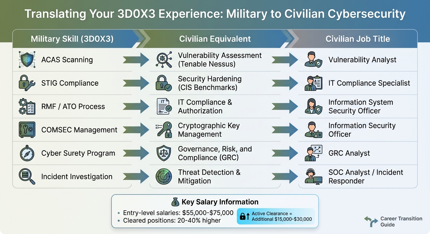 3D0X3 Military Skills to Civilian Cybersecurity Jobs Translation Guide