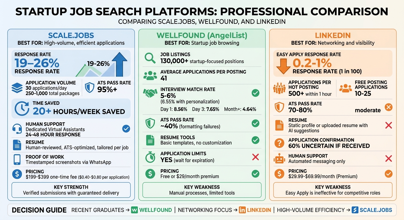 Scale.Jobs vs Wellfound vs LinkedIn Platform Comparison Chart