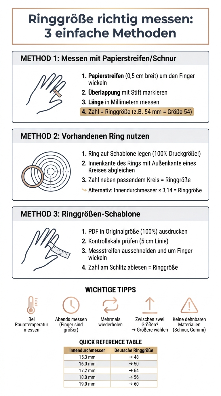 3 Methoden zur Messung der Ringgröße zu Hause - Schritt-für-Schritt-Anleitung