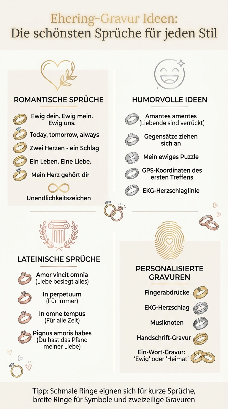 Ehering-Gravur Ideen: Romantische, humorvolle und symbolische Sprüche im Vergleich